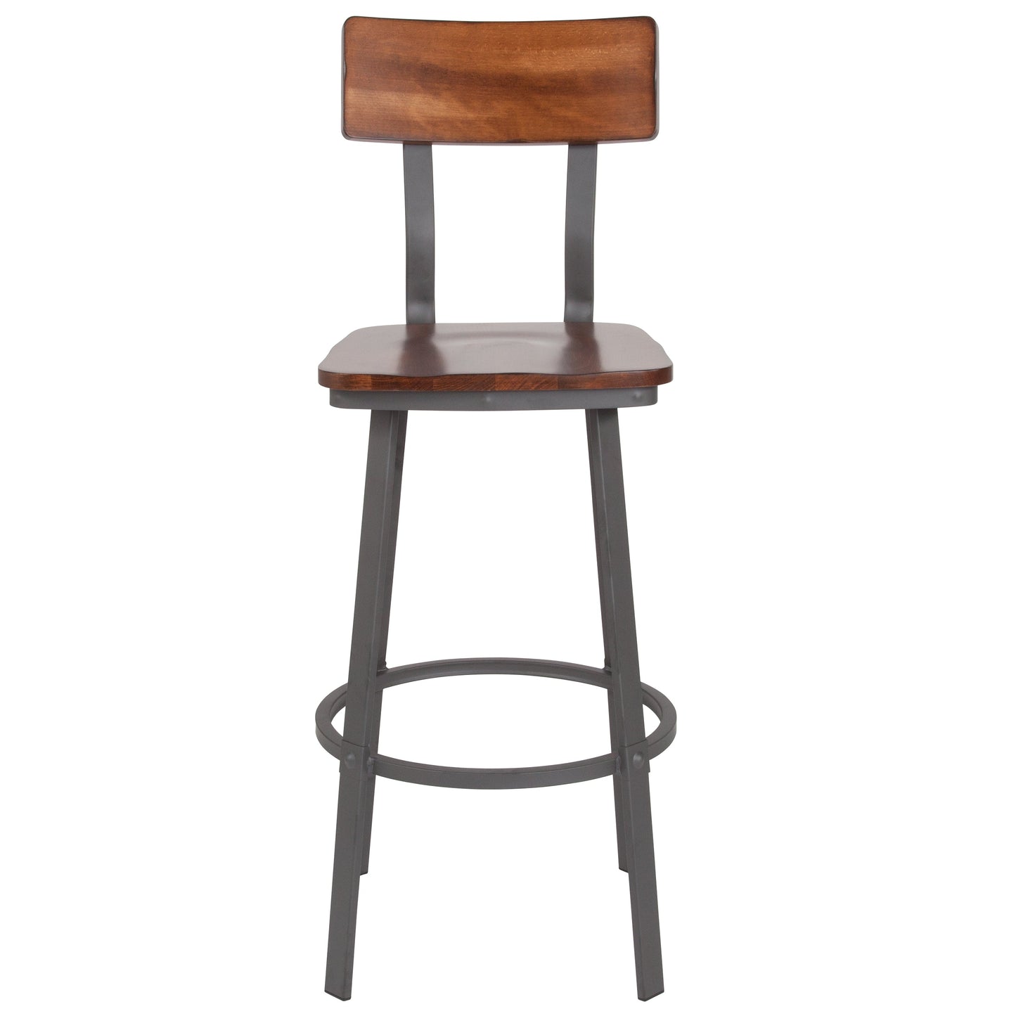 Walnut/Gray Metal Barstool XU-DG-60582B-GG