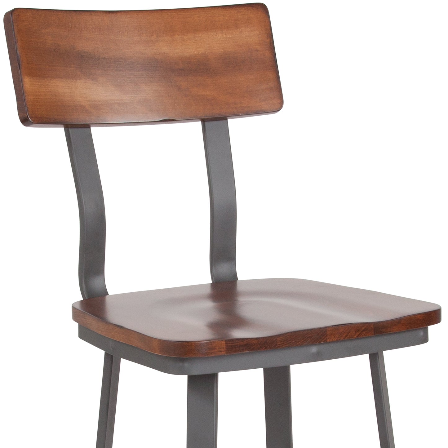 Walnut/Gray Metal Barstool XU-DG-60582B-GG