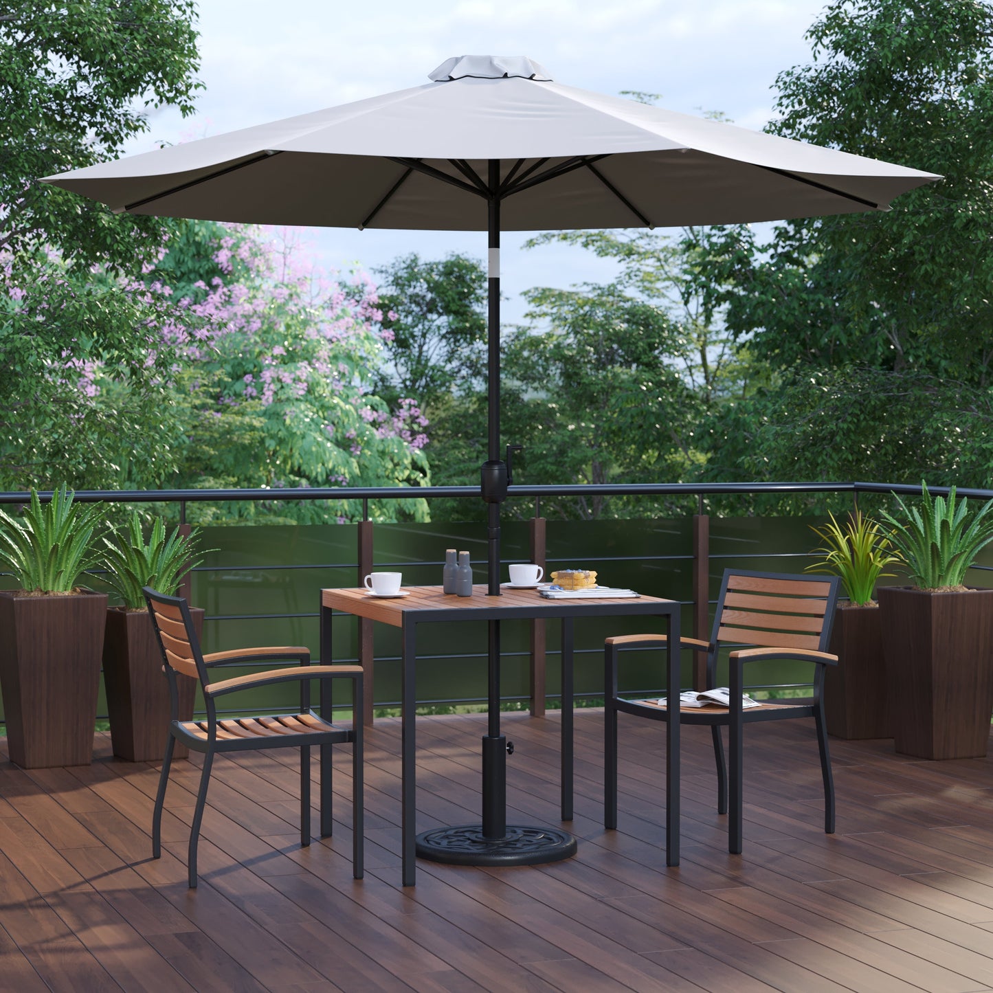 Table-2 Chairs-Umbrella & Base XU-DG-810060062-UB19BGY-GG