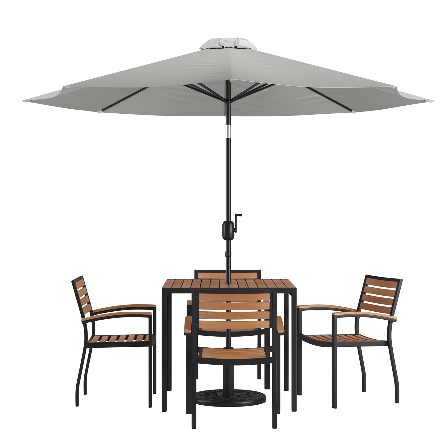 Table-4 Chairs-Umbrella & Base XU-DG-810060064-UB19BGY-GG