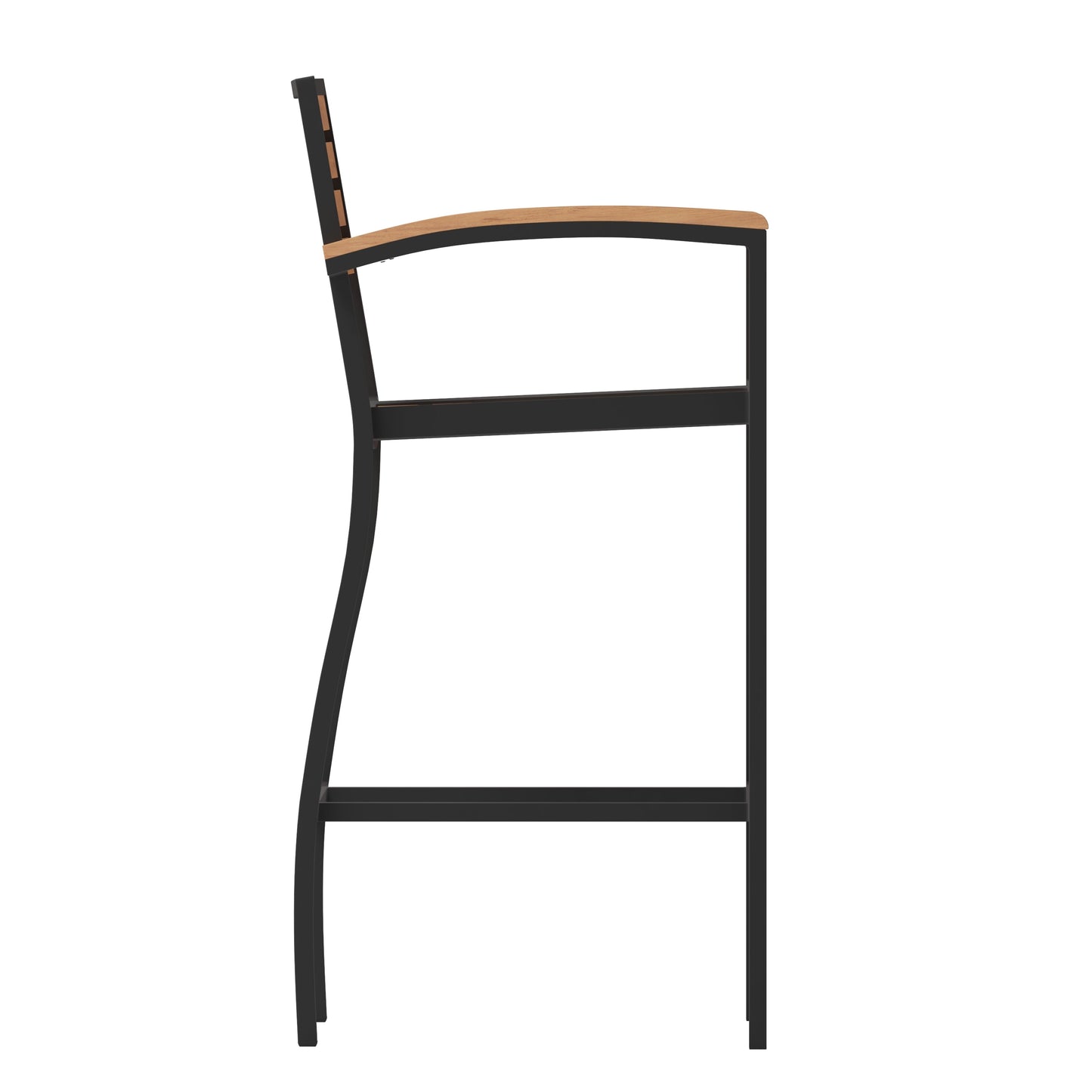 Faux Teak Bar Stool with Arms XU-DG-HW6036B-ARM-GG