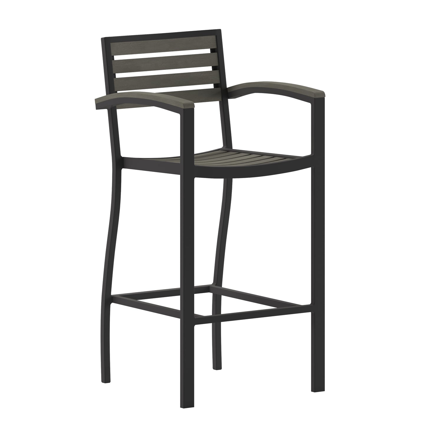 Gray Wash Bar Stool with Arms XU-DG-HW6036B-ARM-GY-GG