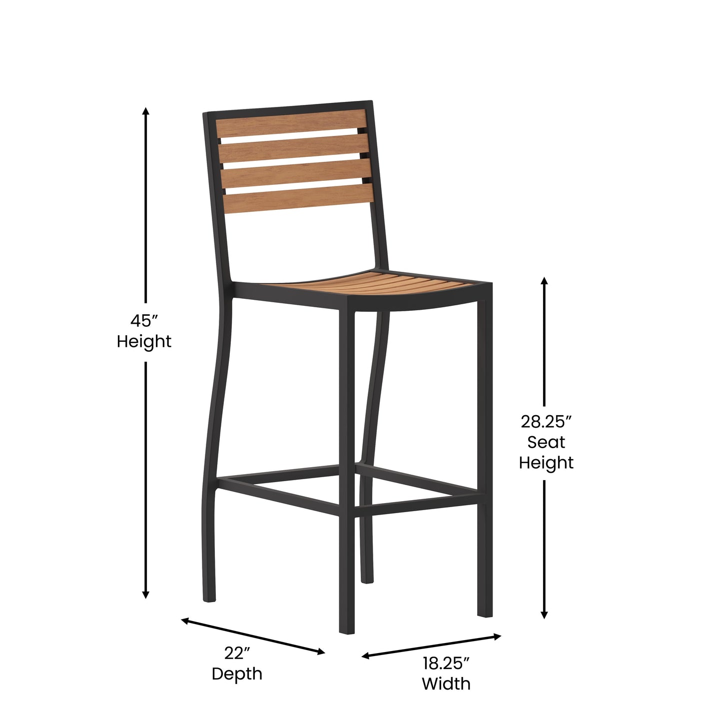 Faux Teak Patio Bar Stool XU-DG-HW6036B-GG