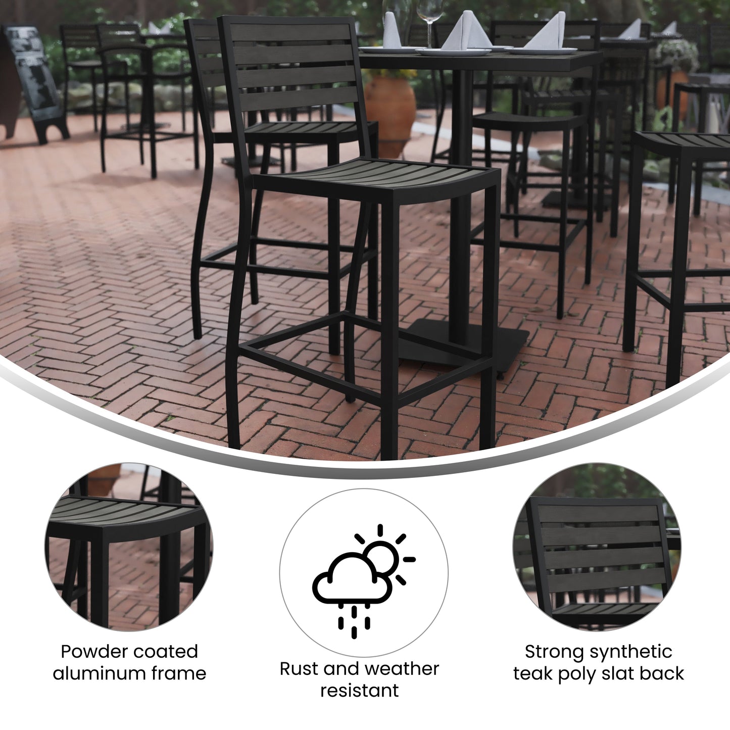 Gray Wash Patio Bar Stool XU-DG-HW6036B-GY-GG