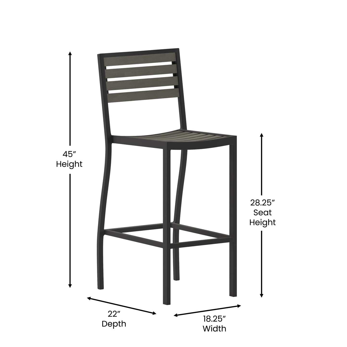 Gray Wash Patio Bar Stool XU-DG-HW6036B-GY-GG