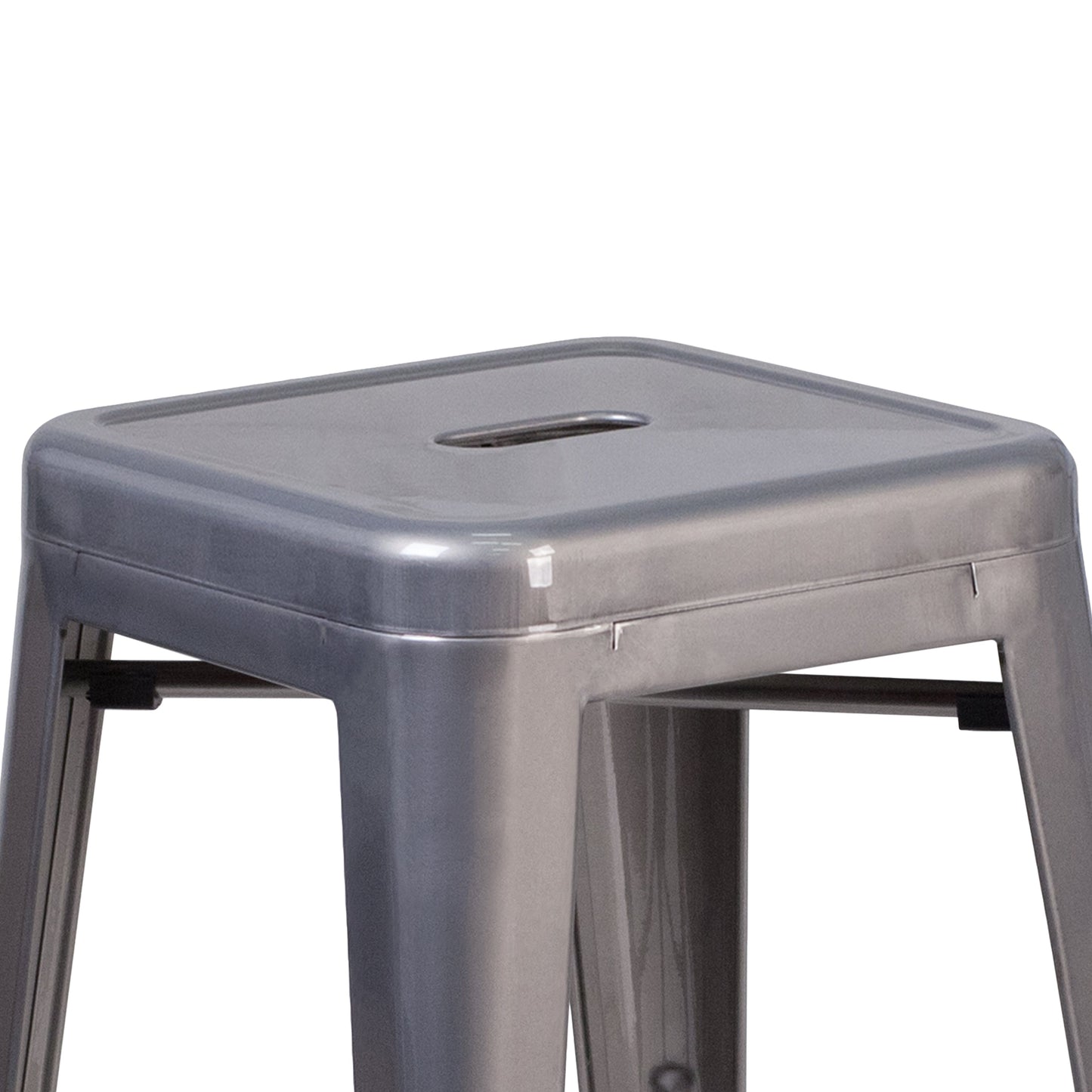 24" Clear No Back Metal Stool XU-DG-TP0004-24-GG