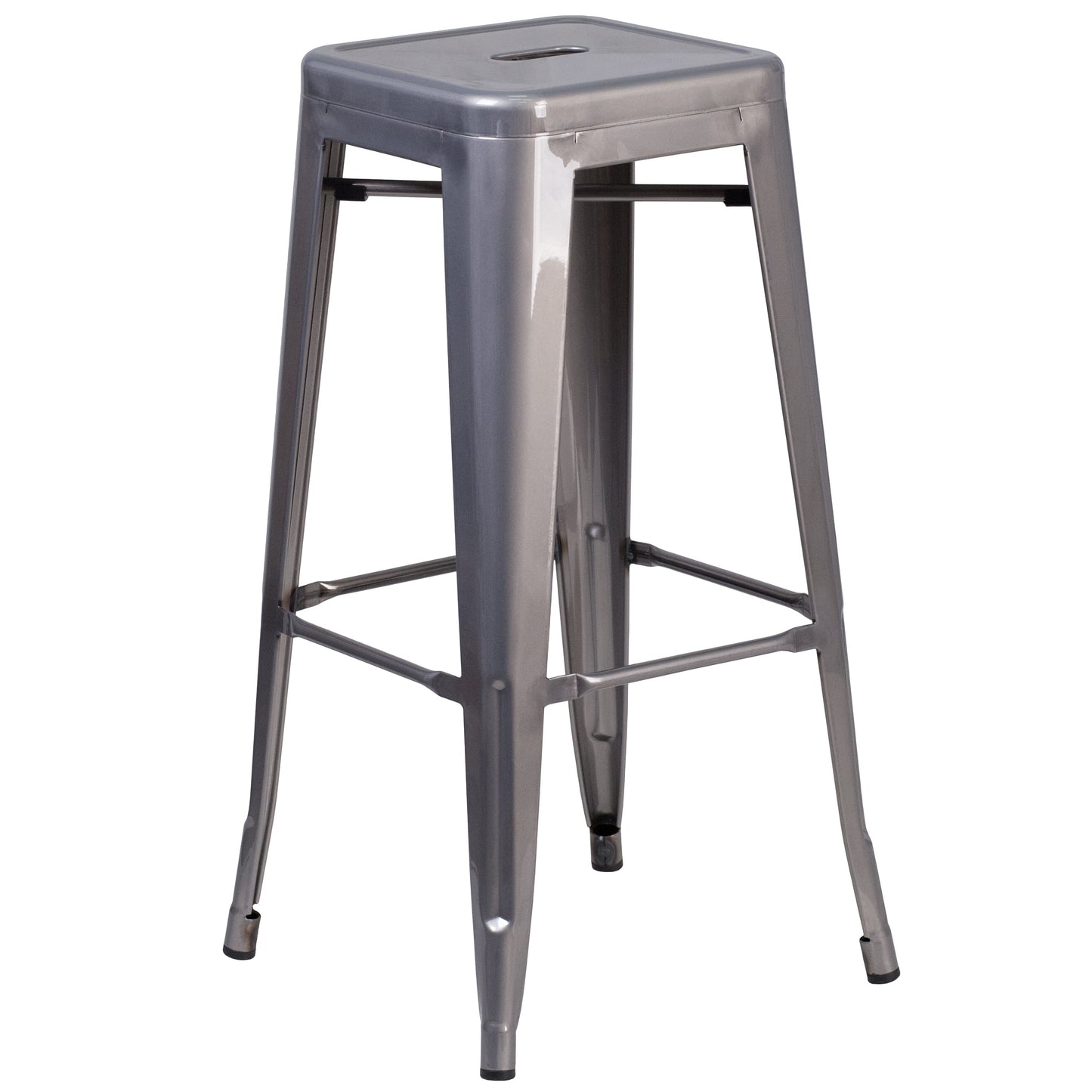 30" Clear No Back Metal Stool XU-DG-TP0004-30-GG