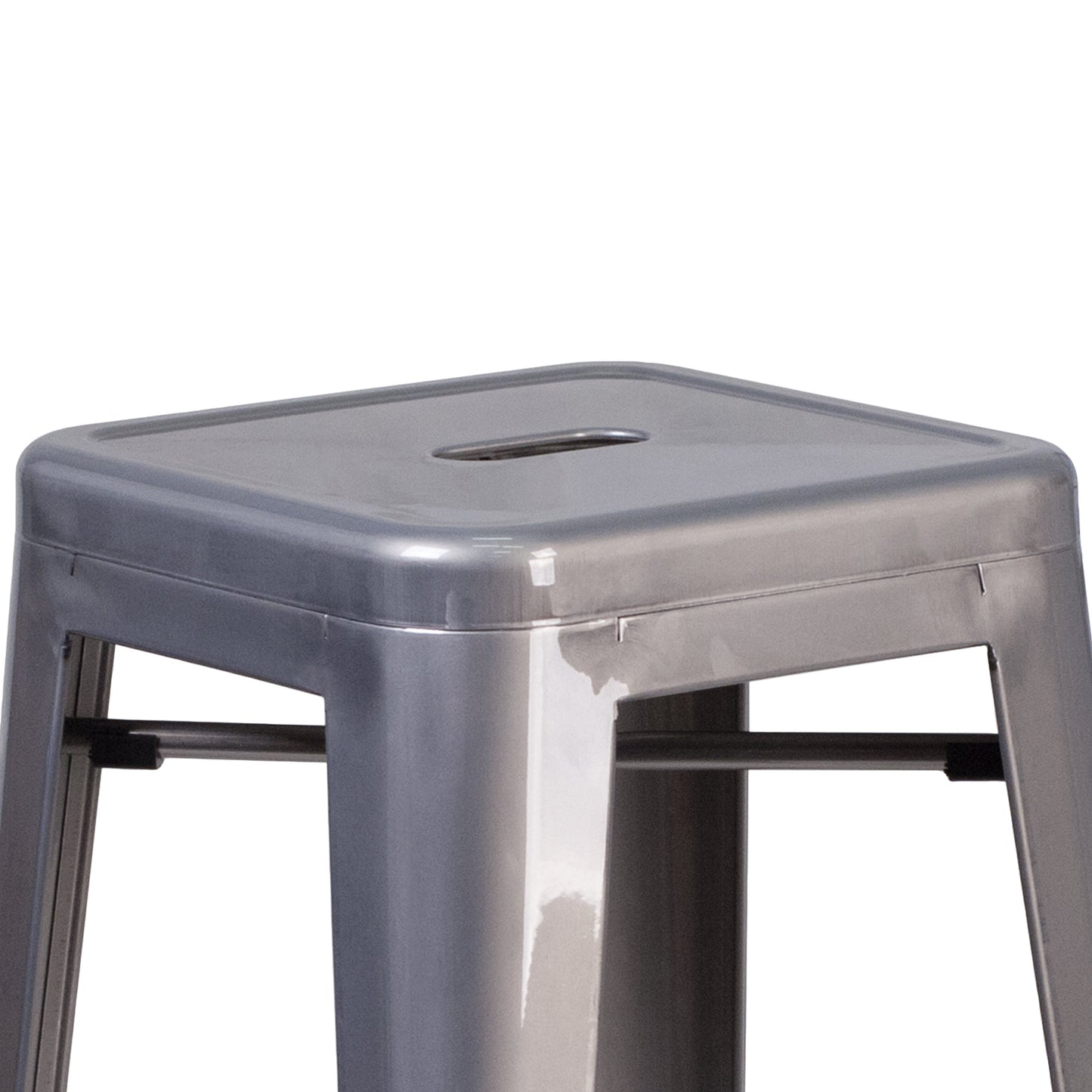 30" Clear No Back Metal Stool XU-DG-TP0004-30-GG