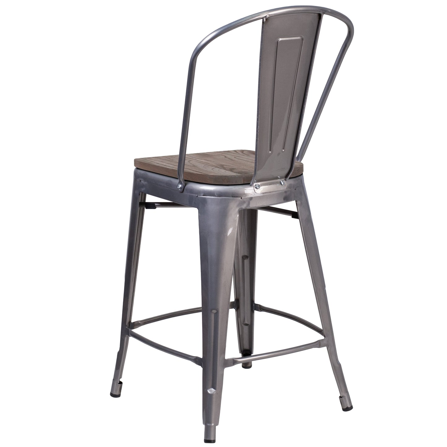 24" Clear Metal Counter Stool XU-DG-TP001B-24-WD-GG