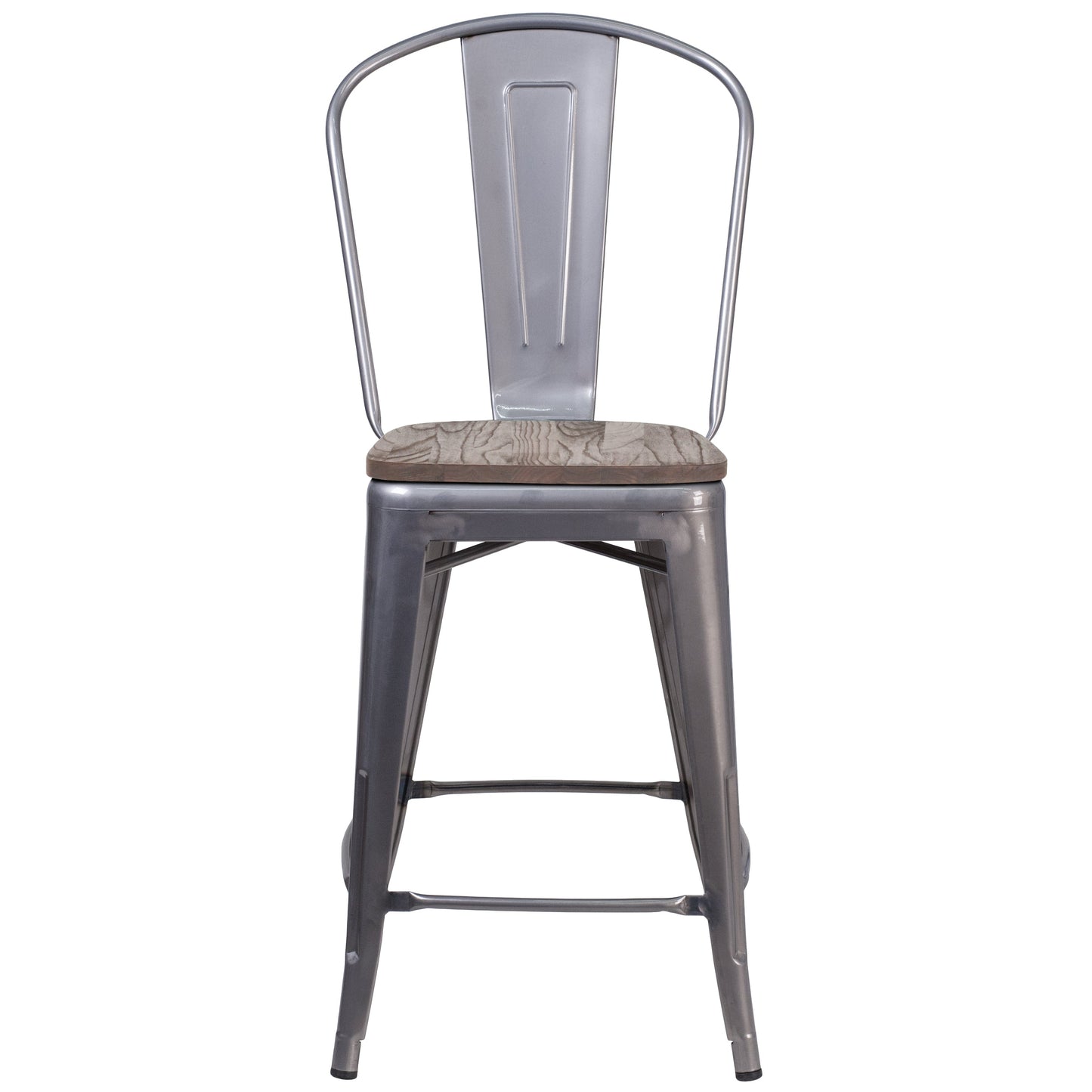 24" Clear Metal Counter Stool XU-DG-TP001B-24-WD-GG