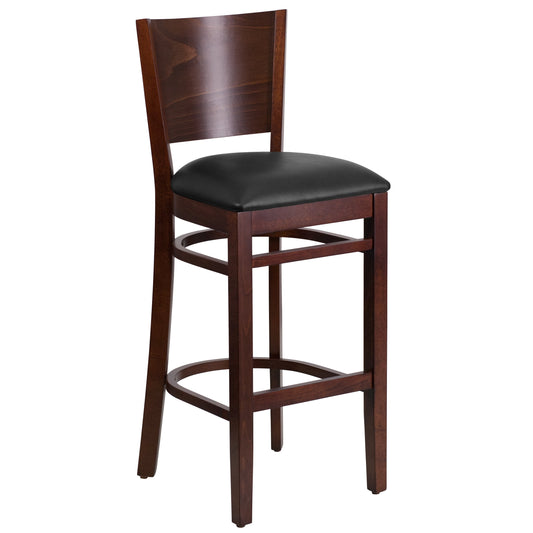 Walnut Wood Stool-Blk Vinyl XU-DG-W0094BAR-WAL-BLKV-GG