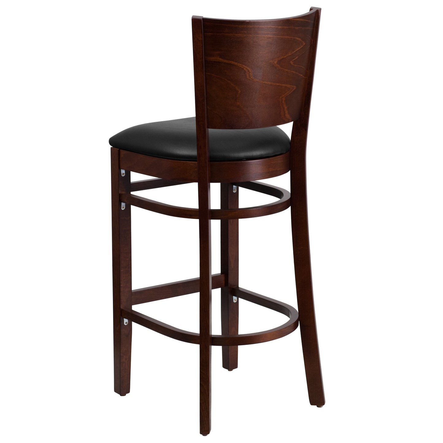 Walnut Wood Stool-Blk Vinyl XU-DG-W0094BAR-WAL-BLKV-GG