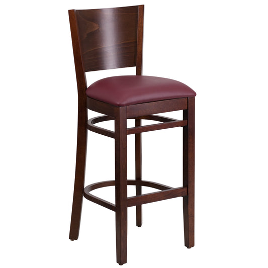 Walnut Wood Stool-Burg Vinyl XU-DG-W0094BAR-WAL-BURV-GG