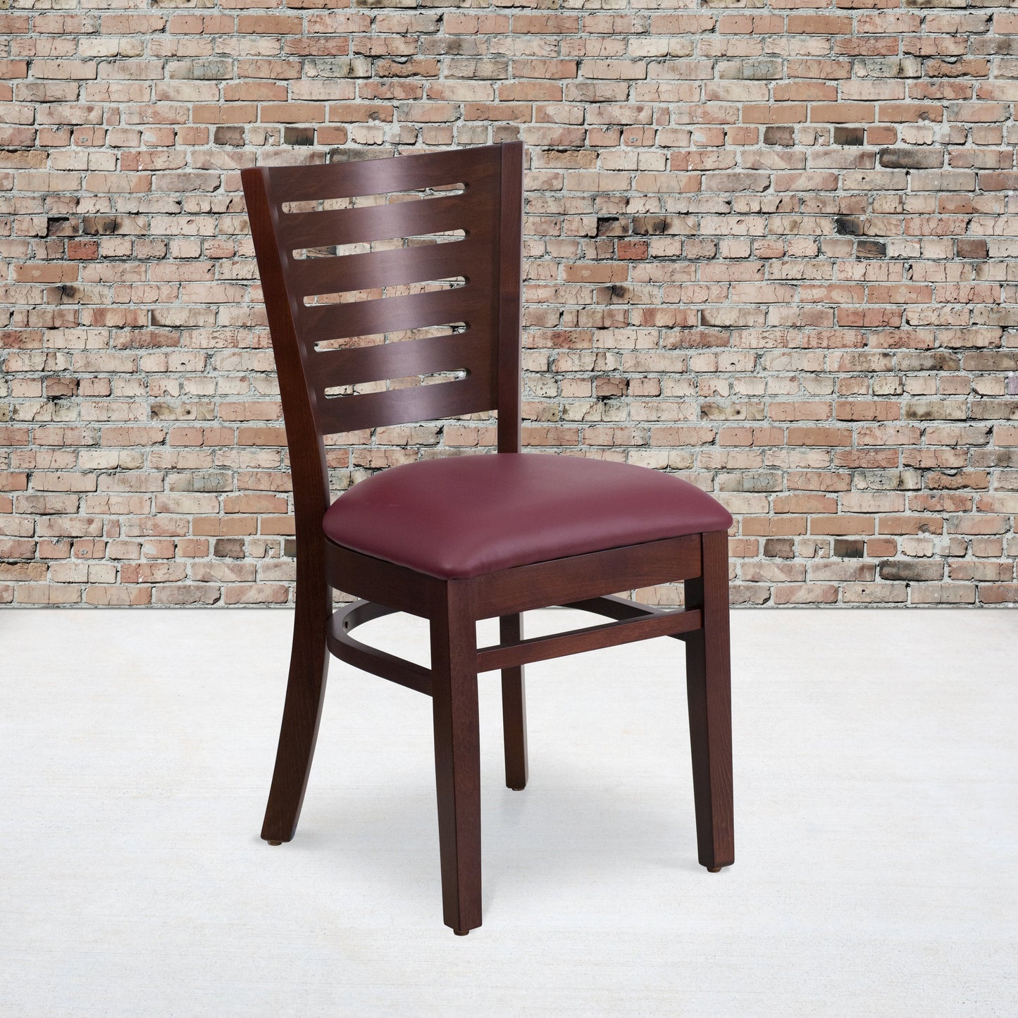 Walnut Wood Chair-Burg Vinyl XU-DG-W0108-WAL-BURV-GG