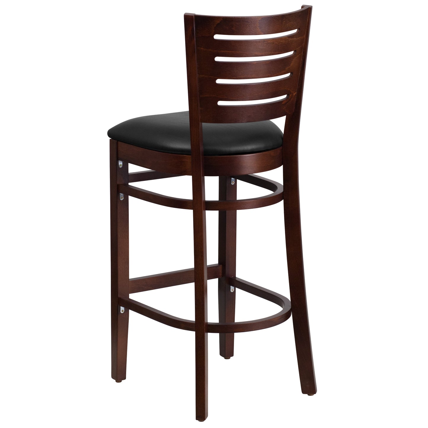 Walnut Wood Stool-Blk Vinyl XU-DG-W0108BBAR-WAL-BLKV-GG