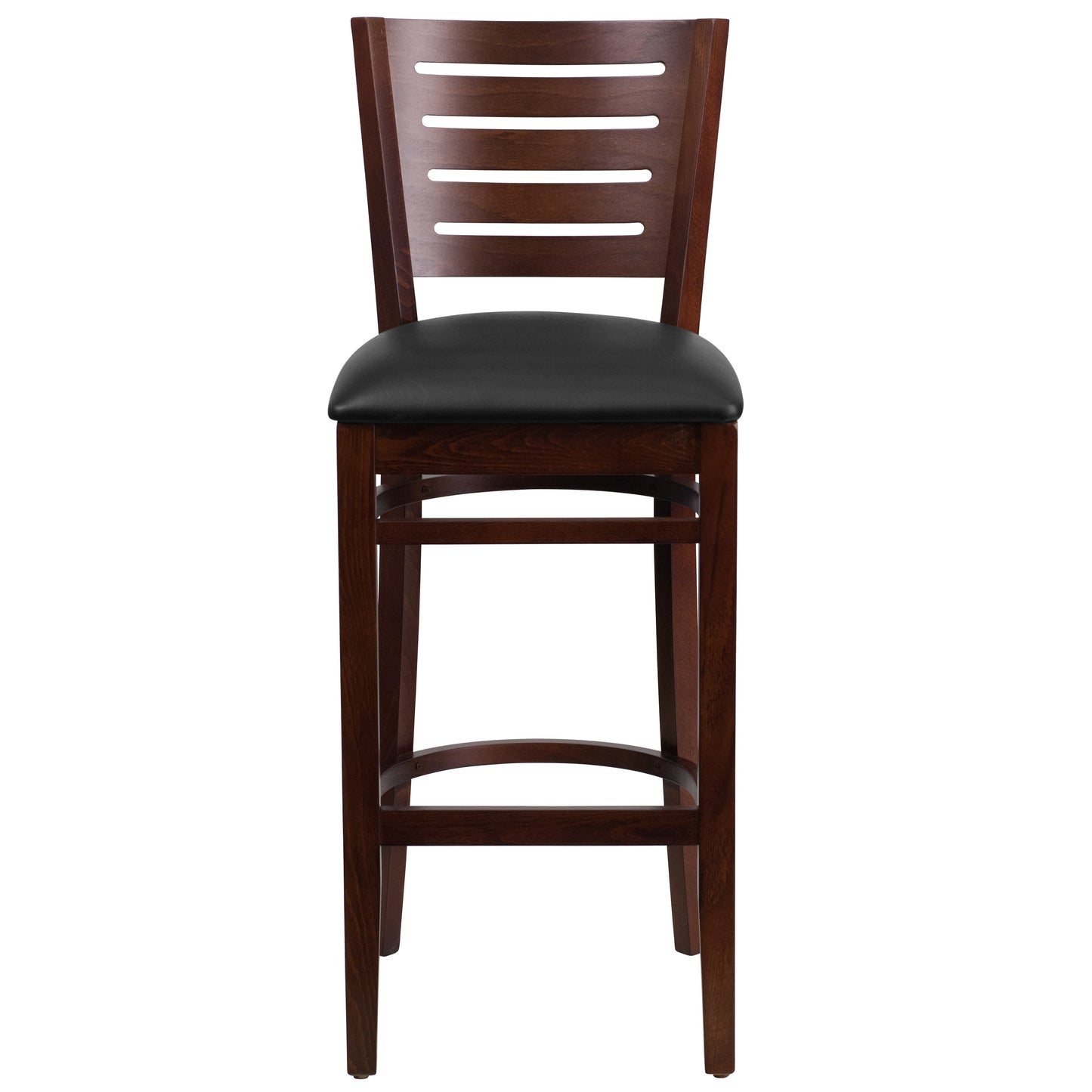 Walnut Wood Stool-Blk Vinyl XU-DG-W0108BBAR-WAL-BLKV-GG