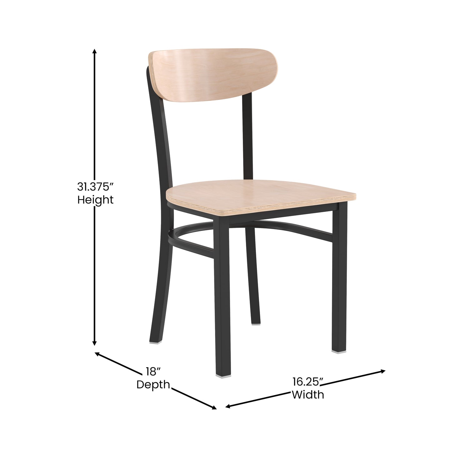 Natural Wood Seat Dining Chair XU-DG6V5B-NAT-GG