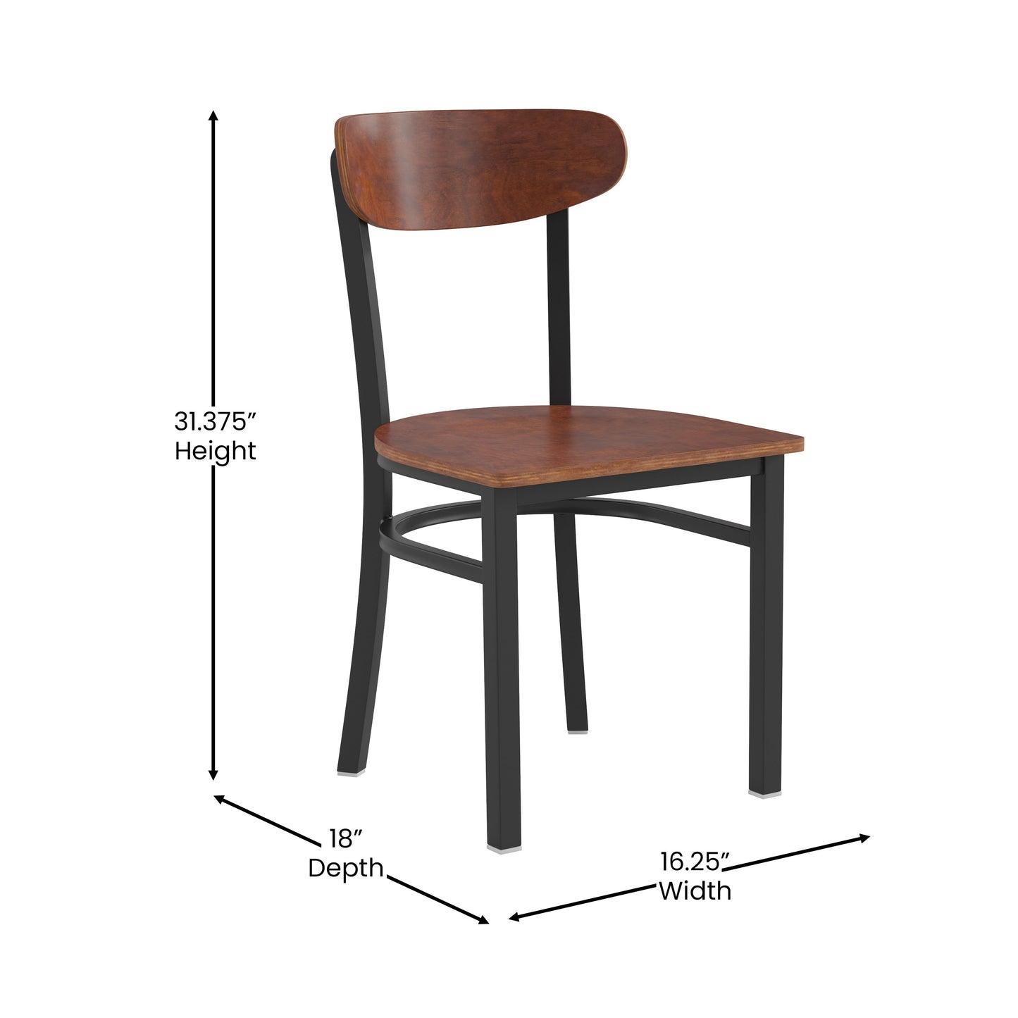 Commercial Dining Chair with Vinyl Upholstered Seat and Wood Boomerang Back