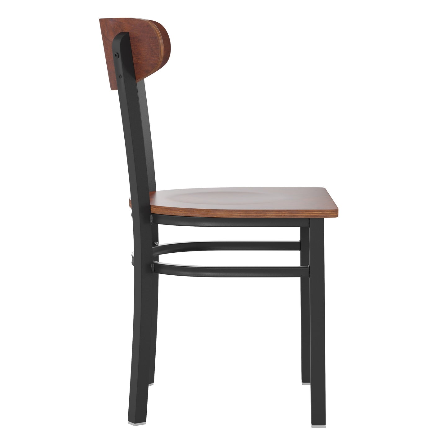 Commercial Dining Chair with Vinyl Upholstered Seat and Wood Boomerang Back