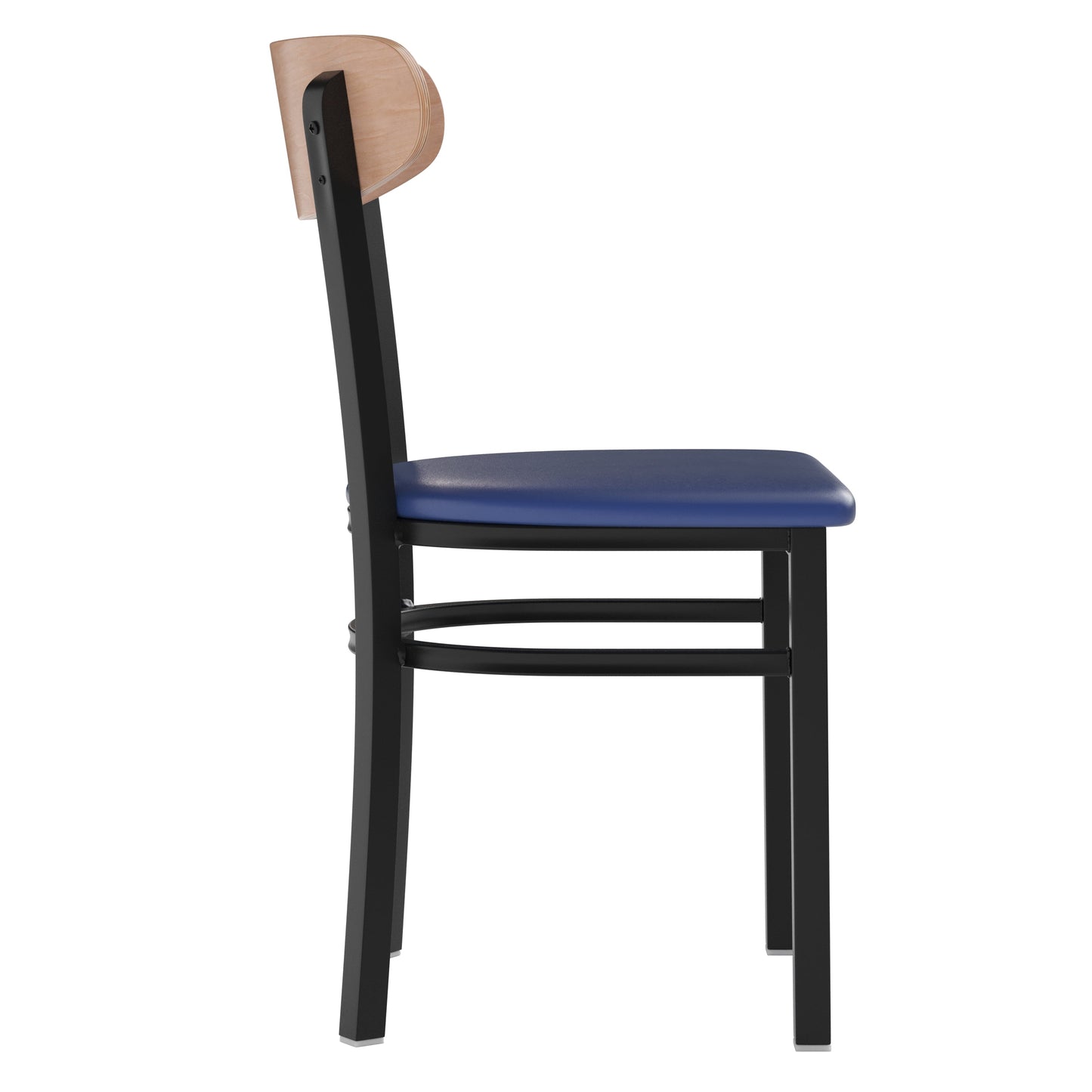 Commercial Dining Chair with Vinyl Upholstered Seat and Wood Boomerang Back