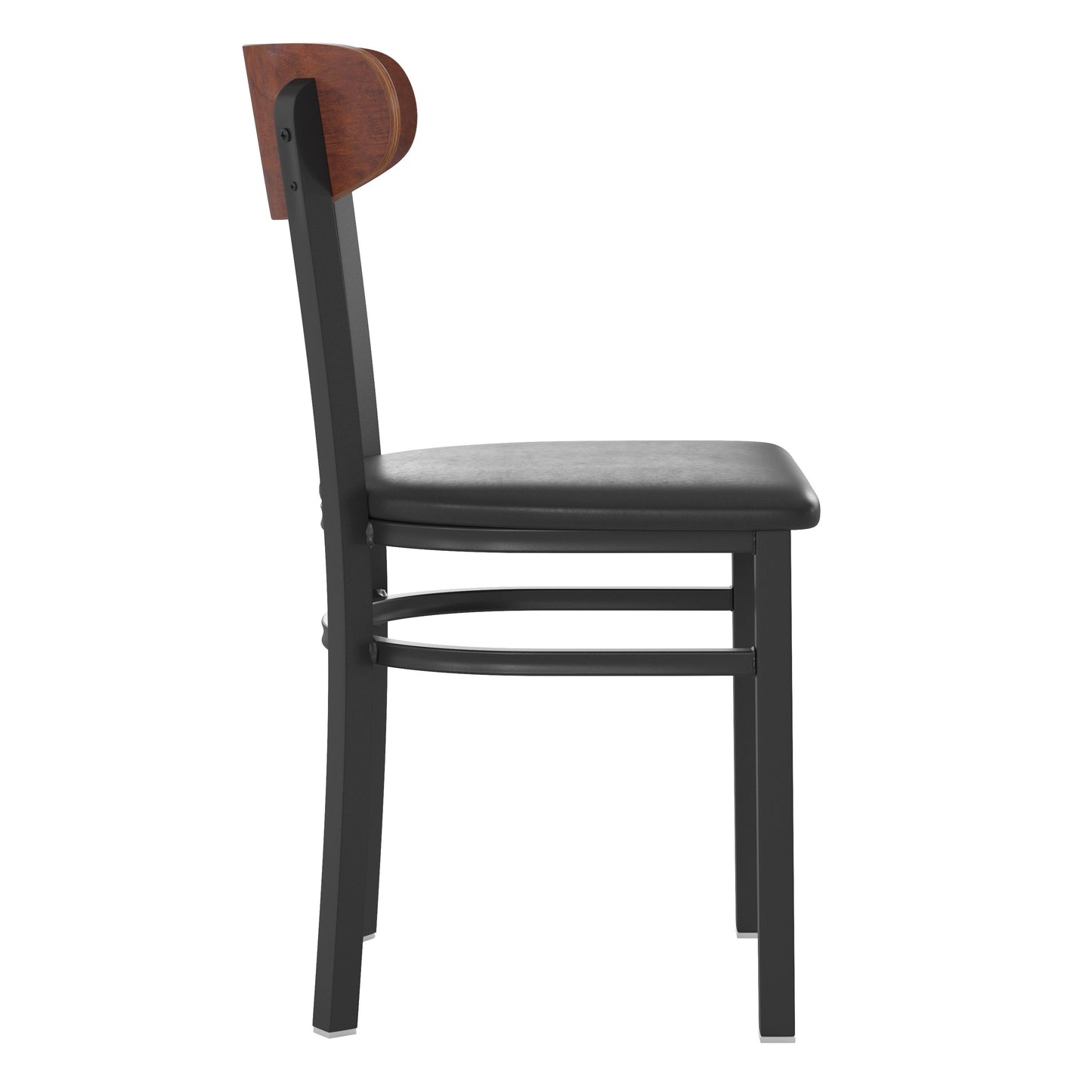 Commercial Dining Chair with Vinyl Upholstered Seat and Wood Boomerang Back