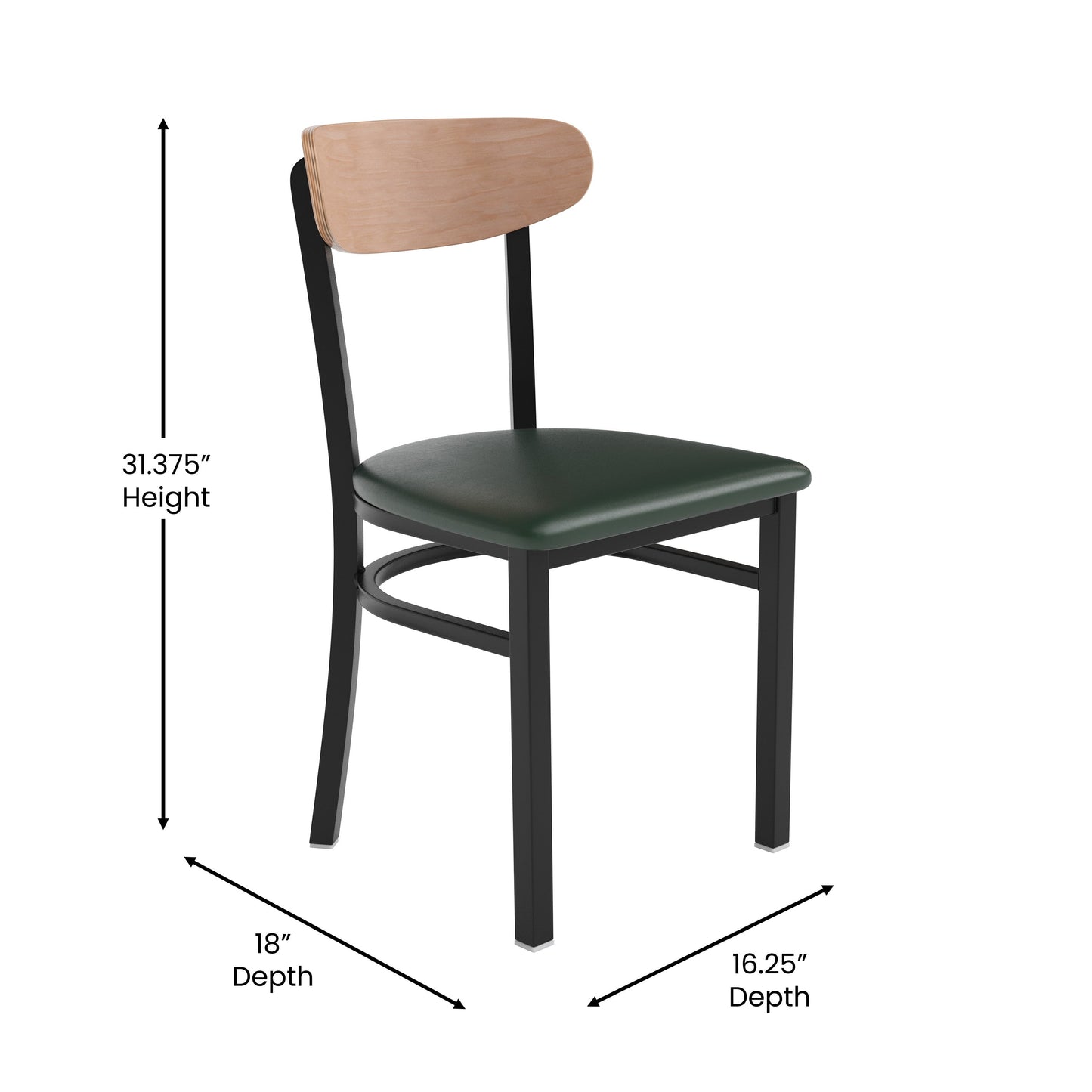 Commercial Dining Chair with Vinyl Upholstered Seat and Wood Boomerang Back