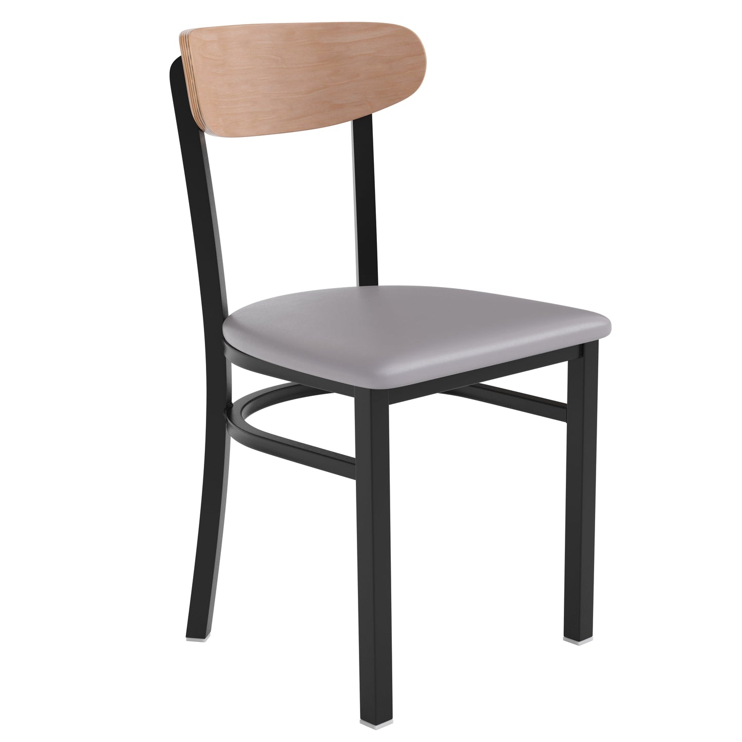 Commercial Dining Chair with Vinyl Upholstered Seat and Wood Boomerang Back