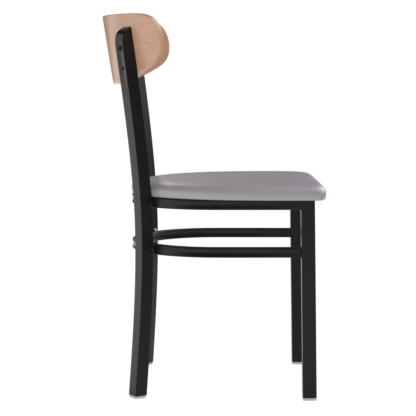 Commercial Dining Chair with Vinyl Upholstered Seat and Wood Boomerang Back