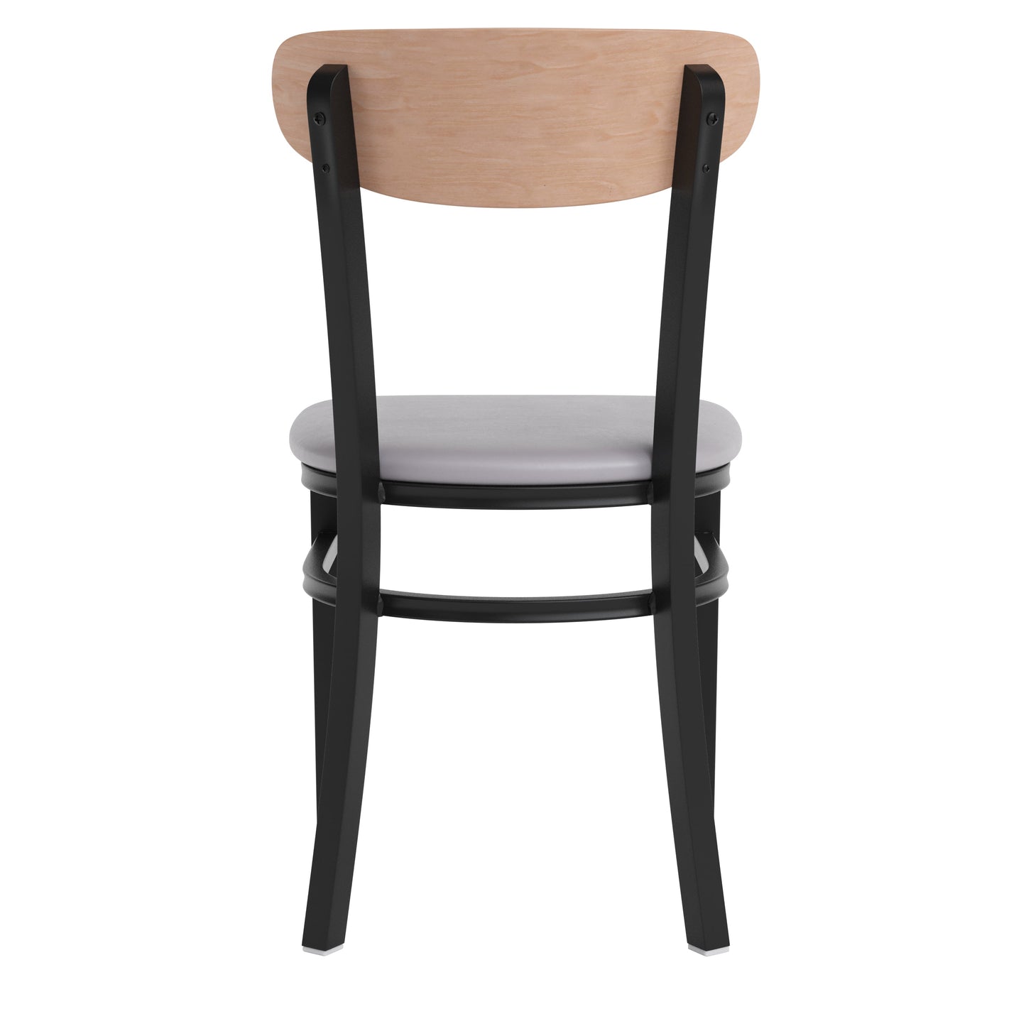 Commercial Dining Chair with Vinyl Upholstered Seat and Wood Boomerang Back