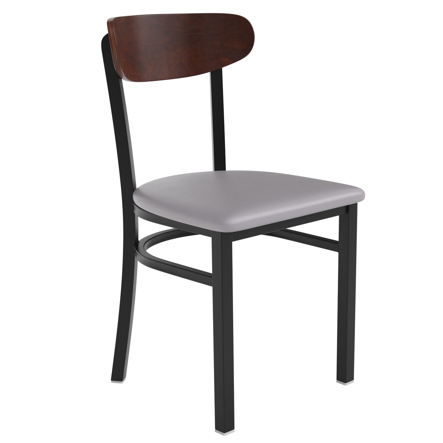 Commercial Dining Chair with Vinyl Upholstered Seat and Wood Boomerang Back