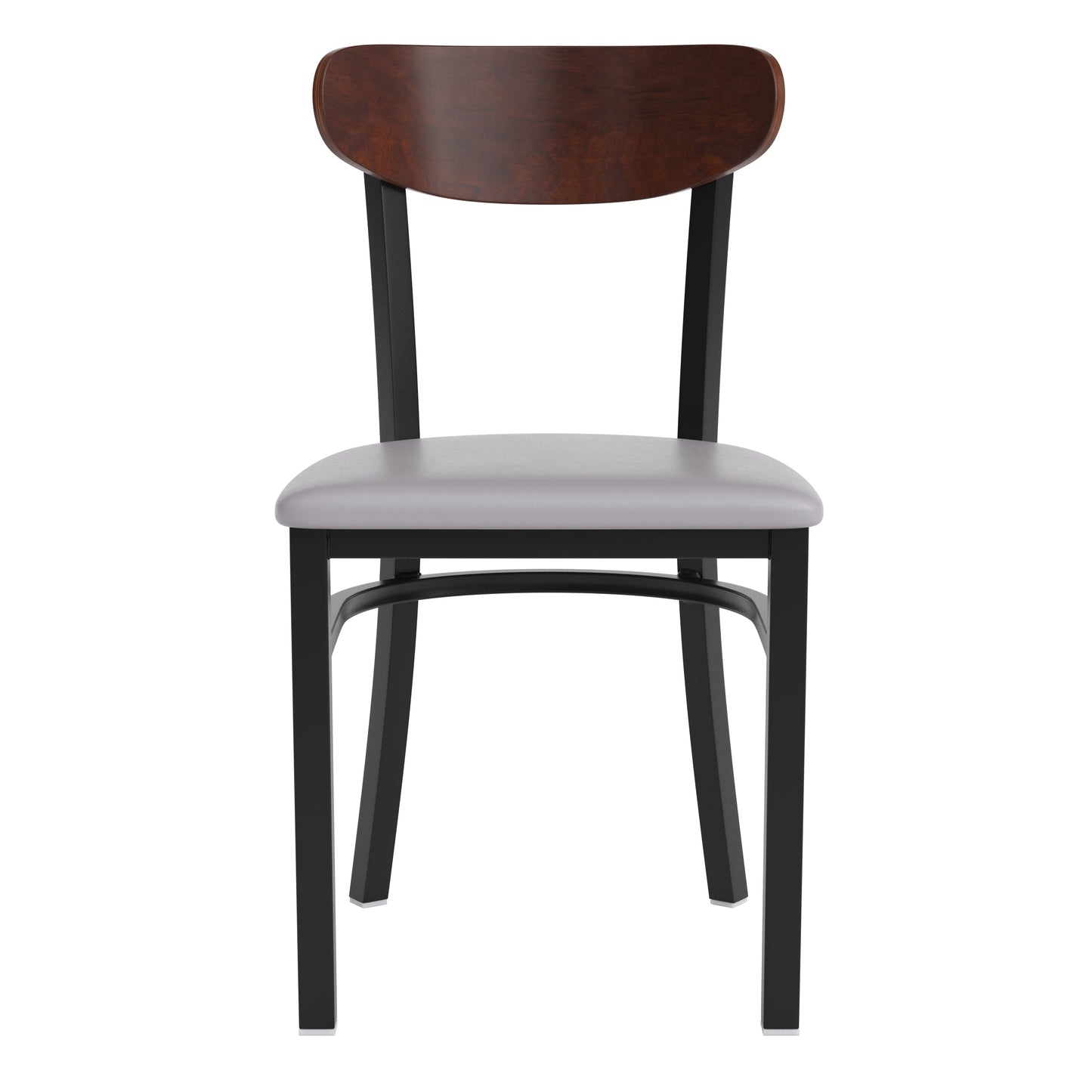 Commercial Dining Chair with Vinyl Upholstered Seat and Wood Boomerang Back