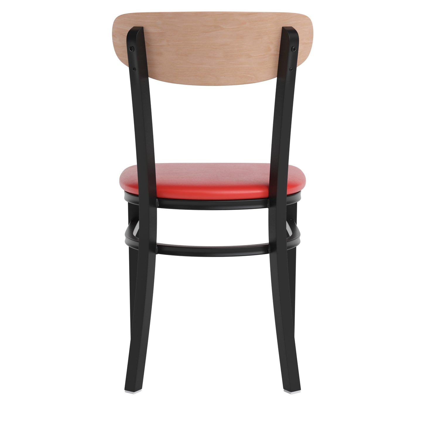 Commercial Dining Chair with Vinyl Upholstered Seat and Wood Boomerang Back