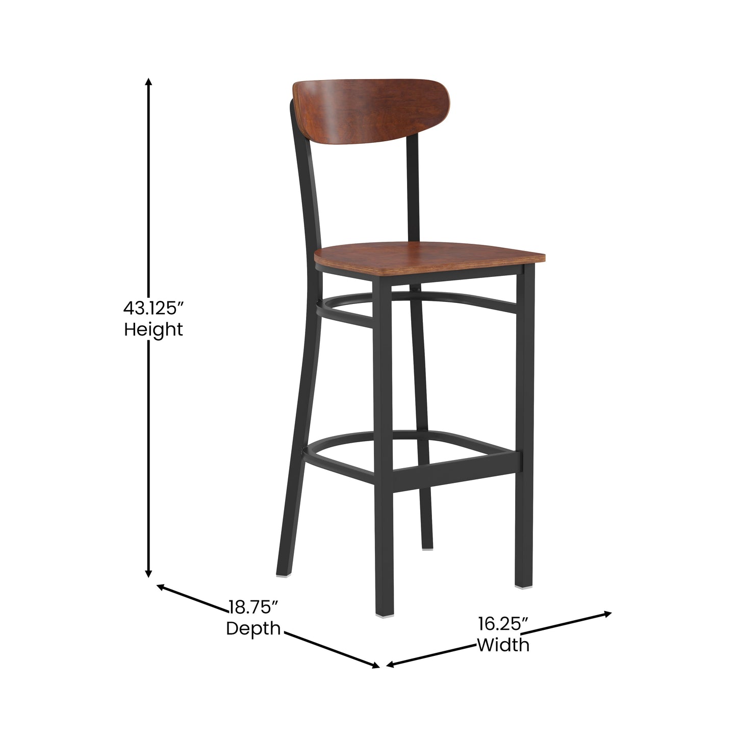 Walnut Metal & Wood Barstool XU-DG6V6B-WAL-GG