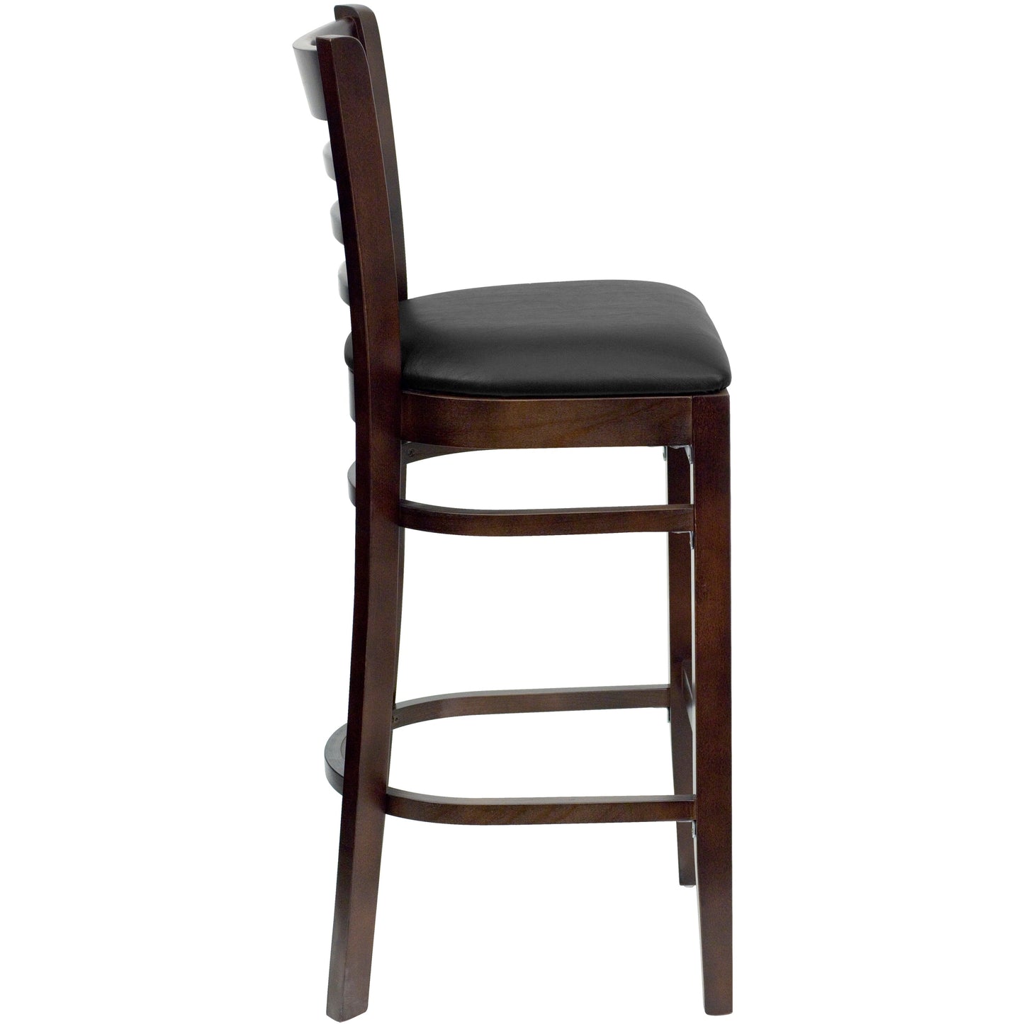 Walnut Wood Stool-Blk Vinyl XU-DGW0005BARLAD-WAL-BLKV-GG