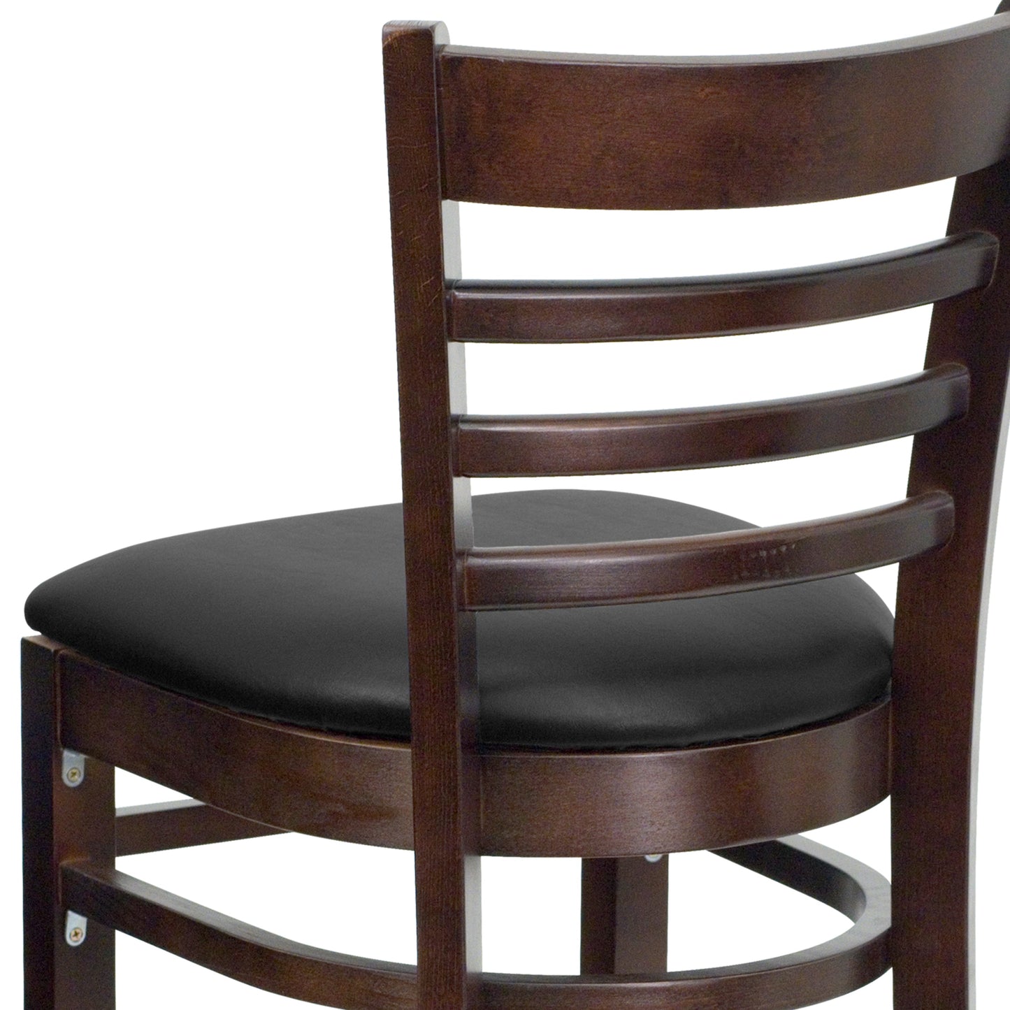 Walnut Wood Stool-Blk Vinyl XU-DGW0005BARLAD-WAL-BLKV-GG