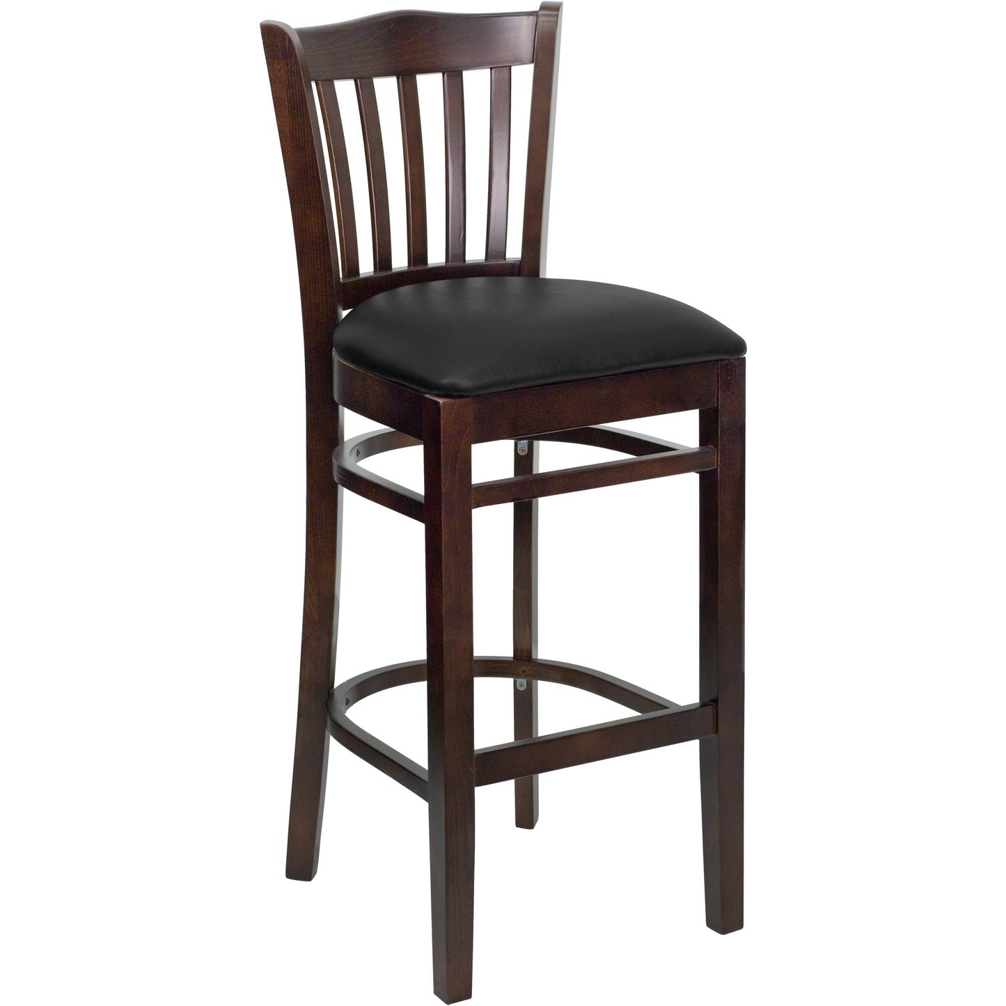 Walnut Wood Stool-Blk Vinyl XU-DGW0008BARVRT-WAL-BLKV-GG