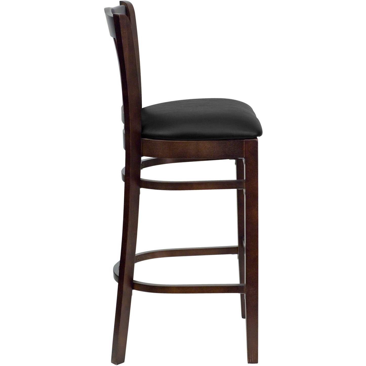 Walnut Wood Stool-Blk Vinyl XU-DGW0008BARVRT-WAL-BLKV-GG