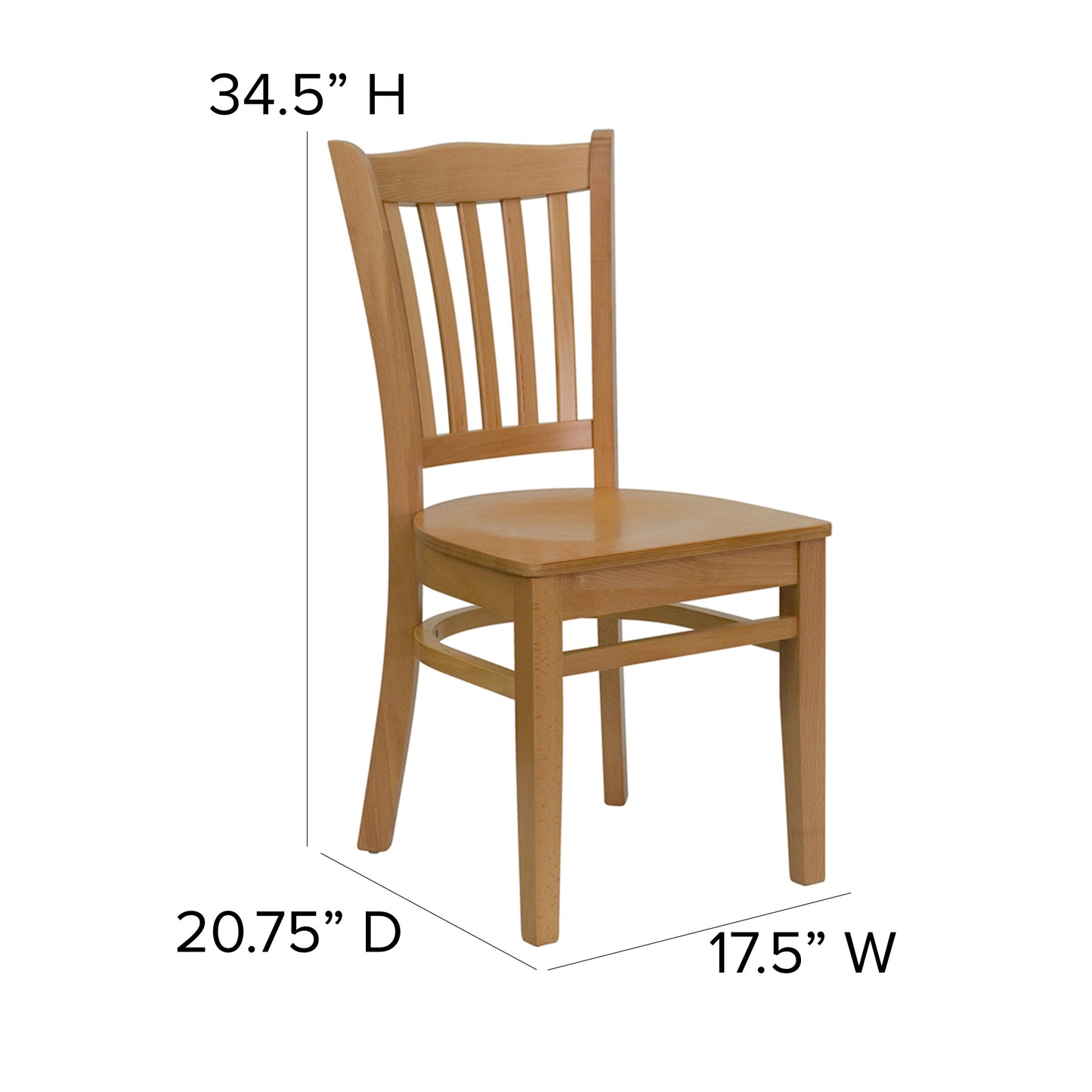 Natural Wood Dining Chair XU-DGW0008VRT-NAT-GG