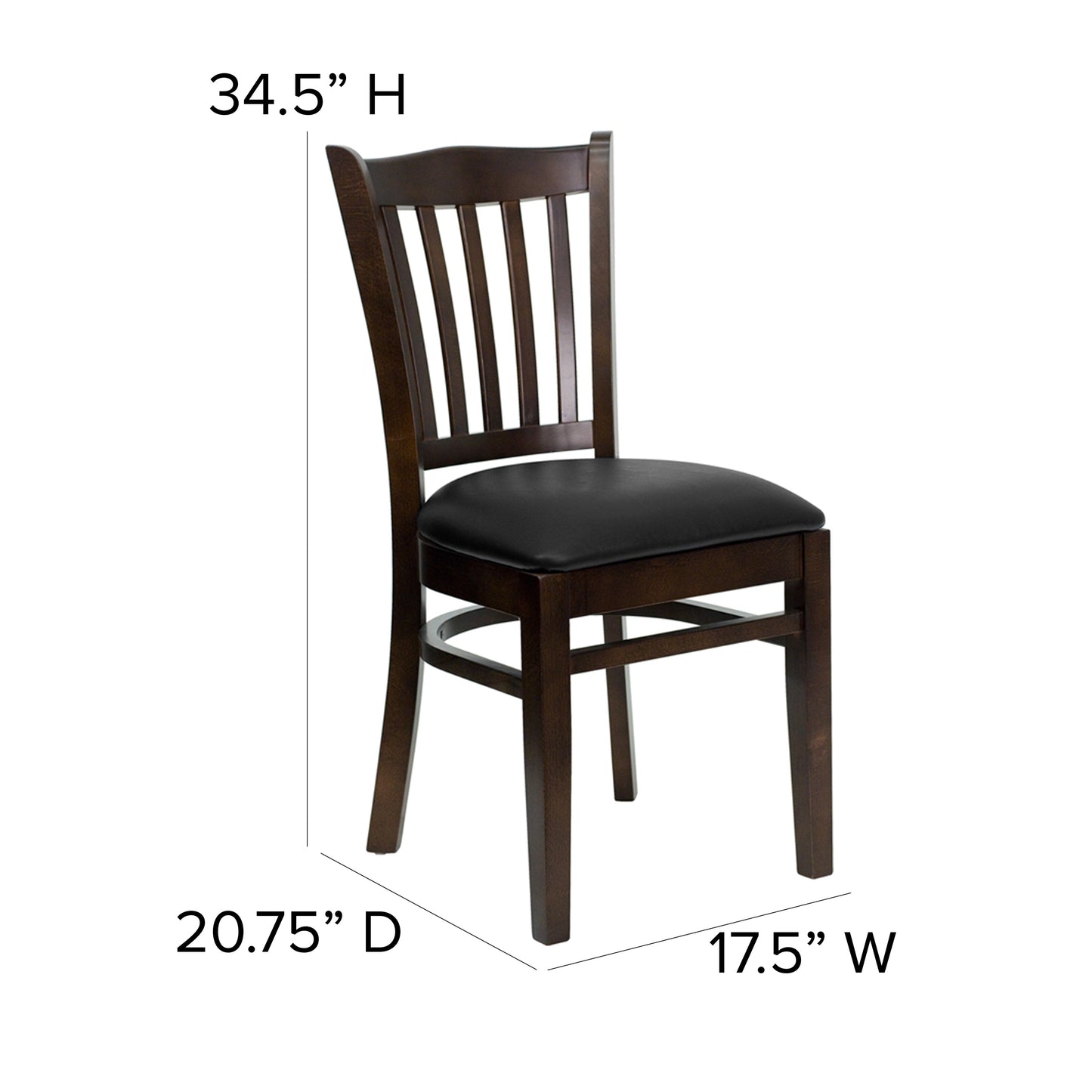 Walnut Wood Chair-Blk Vinyl XU-DGW0008VRT-WAL-BLKV-GG