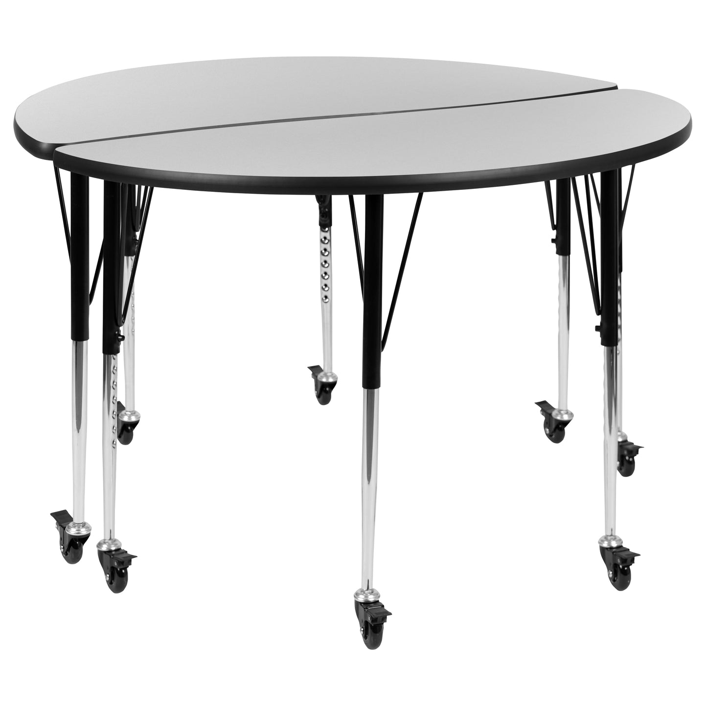 2PC 48" Circle Grey Table Set XU-GRP-A48-HCIRC-GY-T-A-CAS-GG