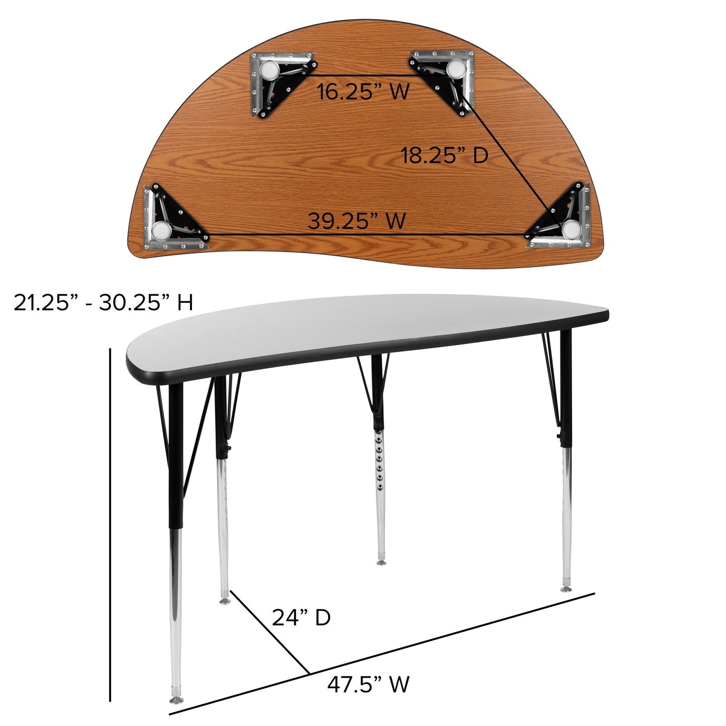 2PC 48" Circle Grey Table Set XU-GRP-A48-HCIRC-GY-T-A-GG