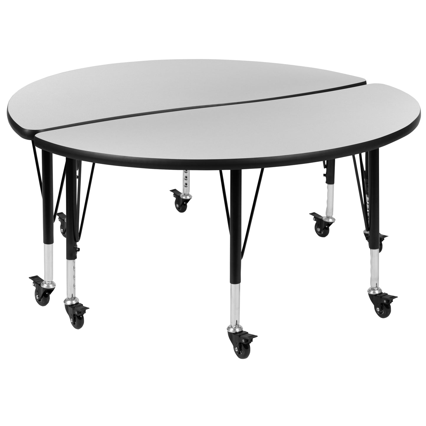 2PC 48" Circle Grey Table Set XU-GRP-A48-HCIRC-GY-T-P-CAS-GG