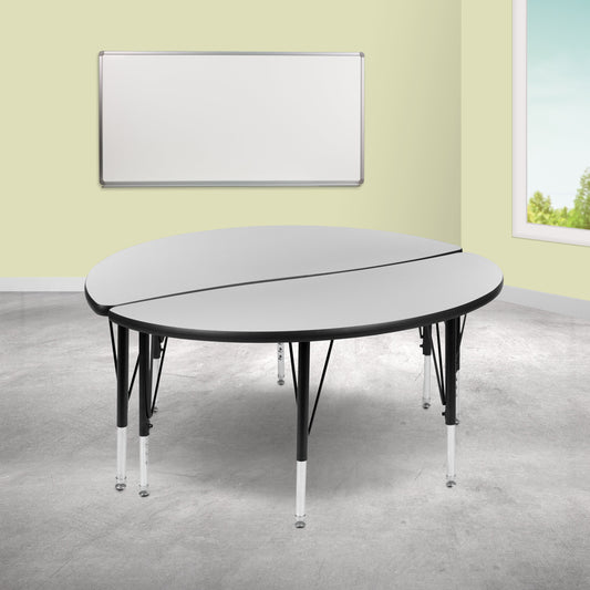 2PC 48" Circle Grey Table Set XU-GRP-A48-HCIRC-GY-T-P-GG