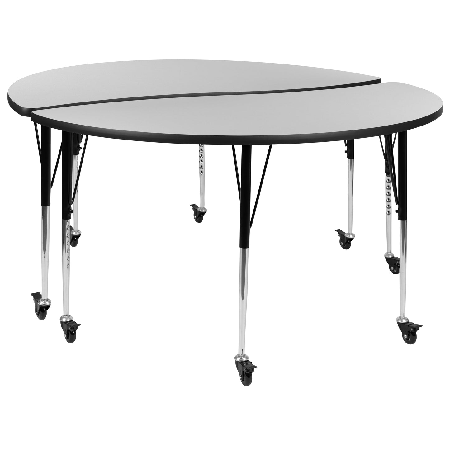 2PC 60" Circle Grey Table Set XU-GRP-A60-HCIRC-GY-T-A-CAS-GG