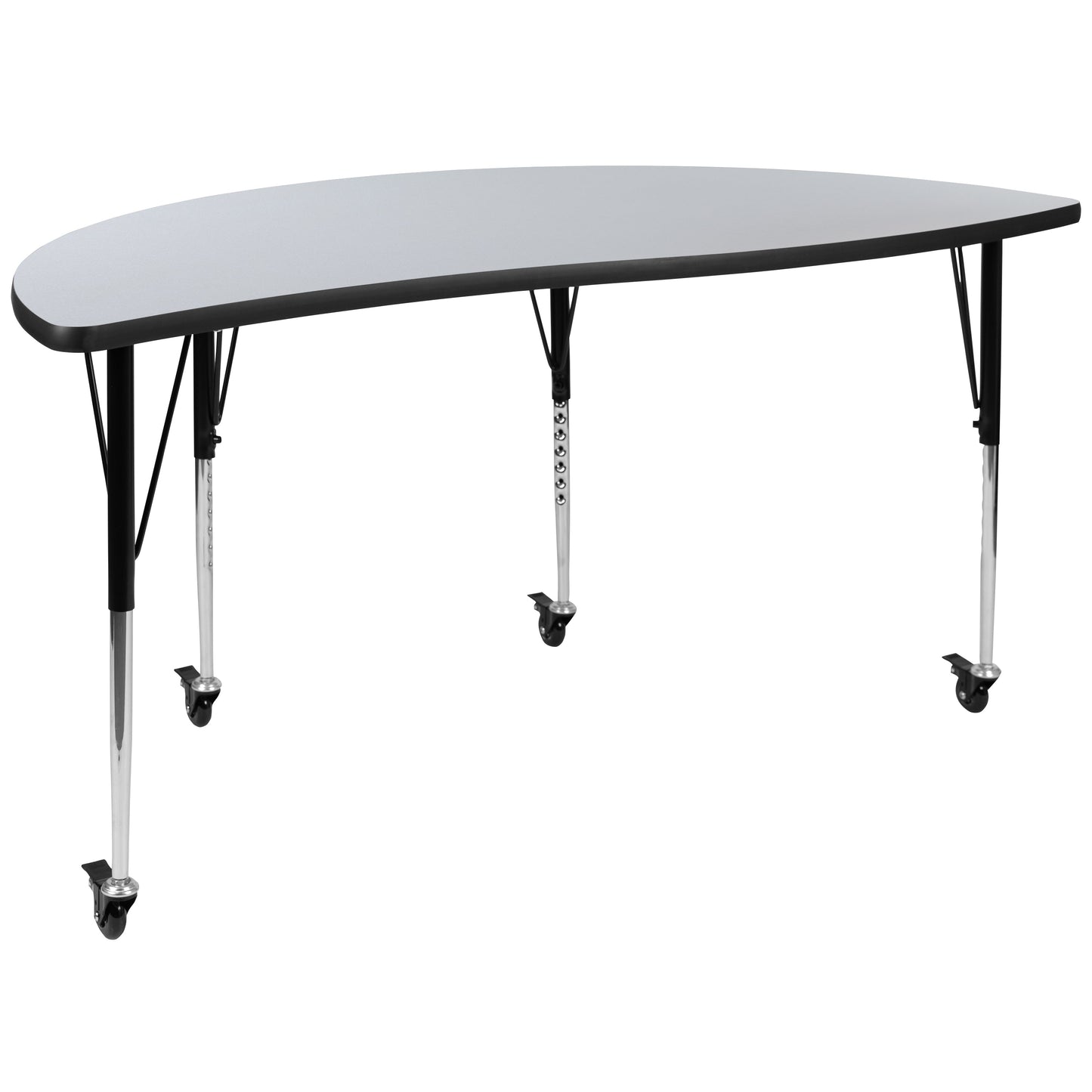 2PC 60" Circle Grey Table Set XU-GRP-A60-HCIRC-GY-T-A-CAS-GG