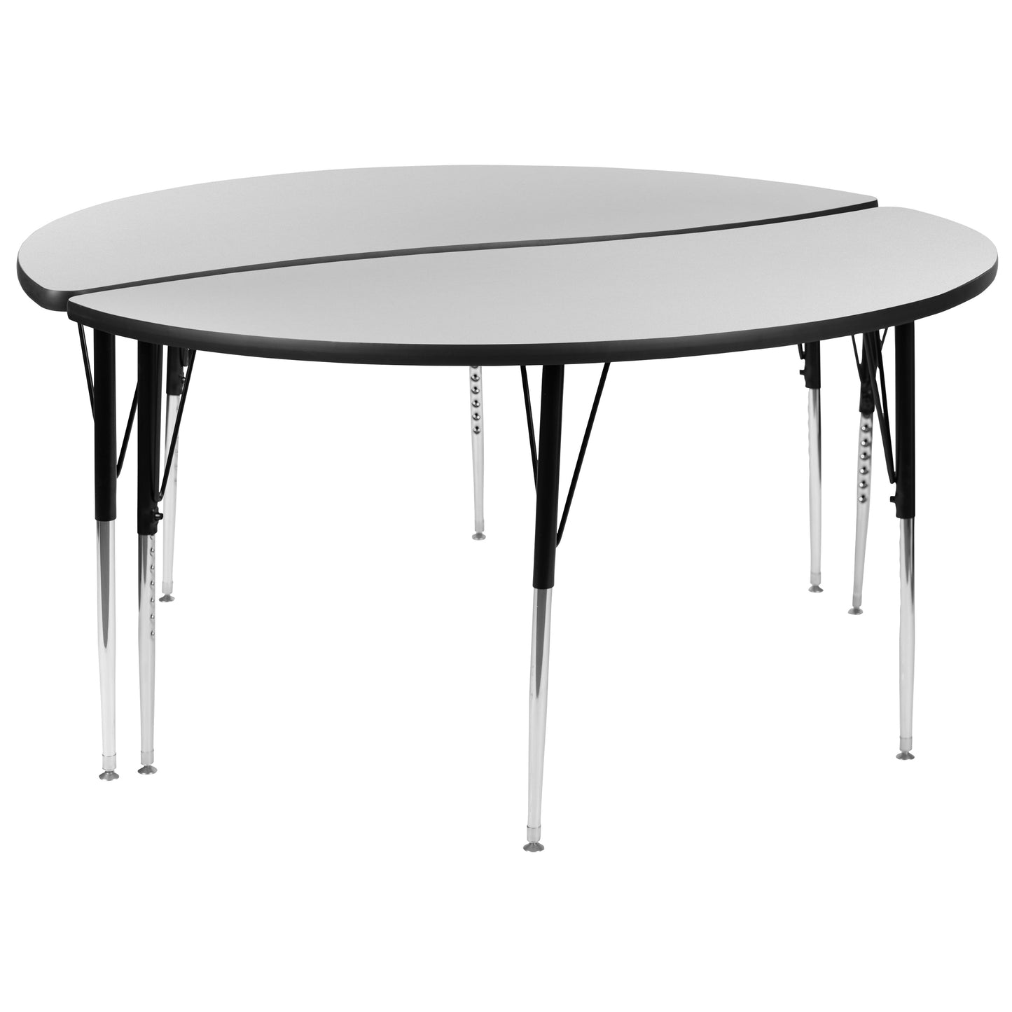 2PC 60" Circle Grey Table Set XU-GRP-A60-HCIRC-GY-T-A-GG