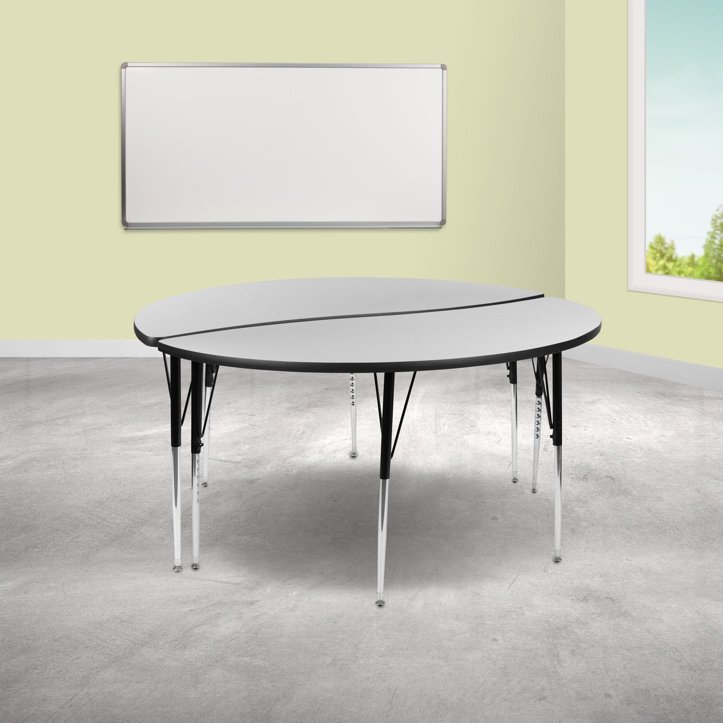 2PC 60" Circle Grey Table Set XU-GRP-A60-HCIRC-GY-T-A-GG