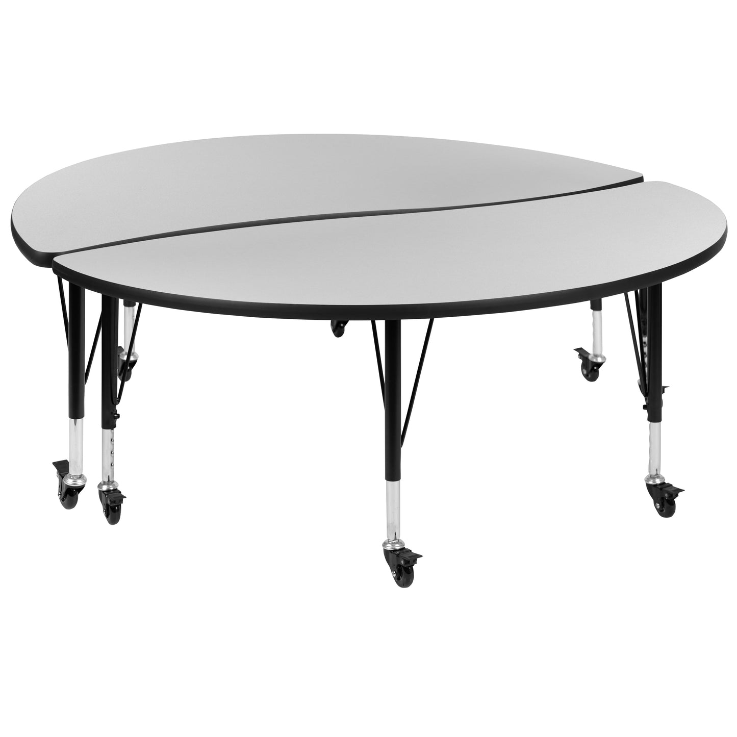 2PC 60" Circle Grey Table Set XU-GRP-A60-HCIRC-GY-T-P-CAS-GG