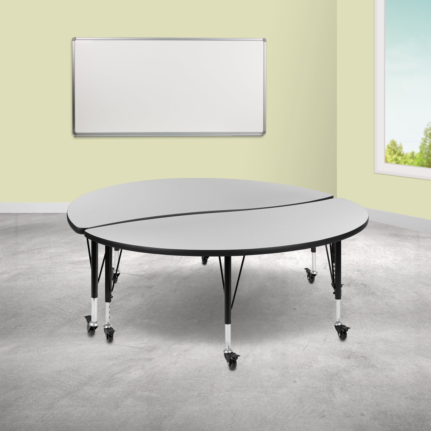 2PC 60" Circle Grey Table Set XU-GRP-A60-HCIRC-GY-T-P-CAS-GG