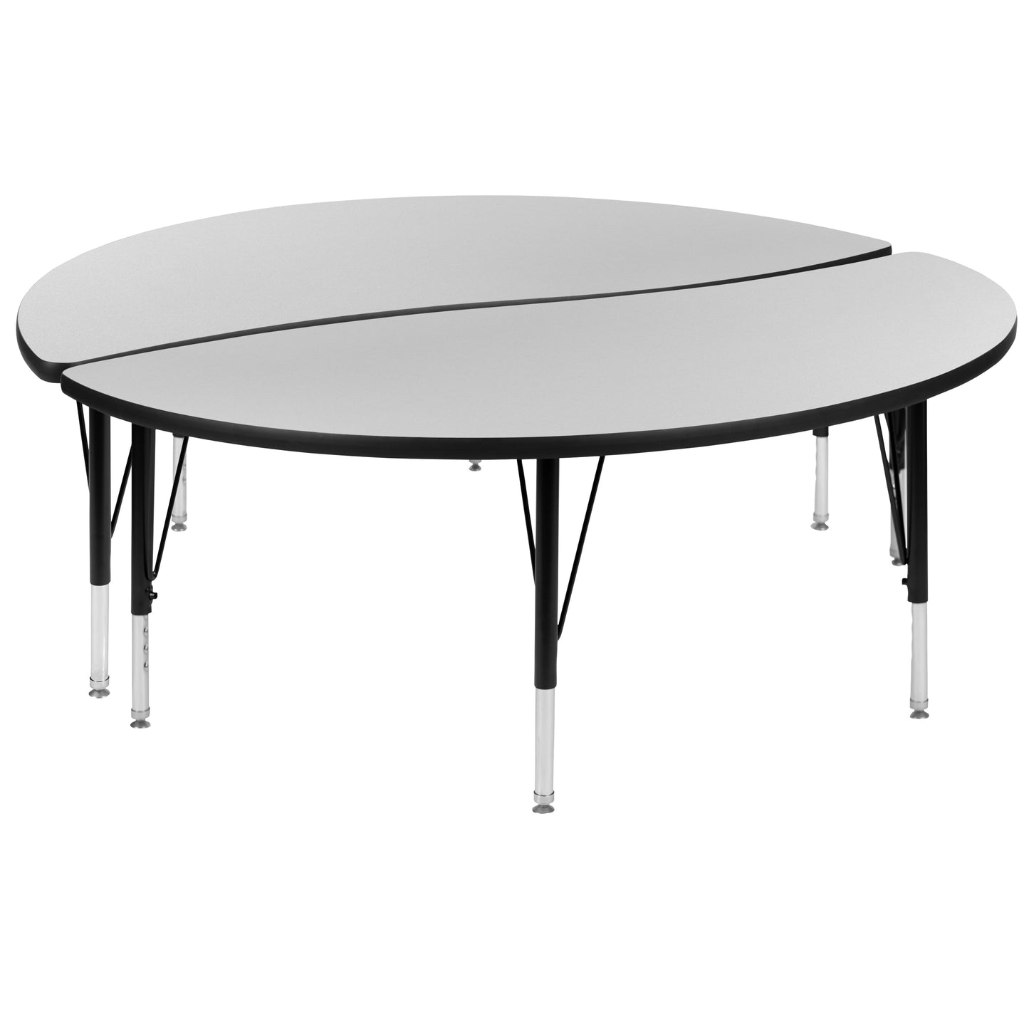 2PC 60" Circle Grey Table Set XU-GRP-A60-HCIRC-GY-T-P-GG